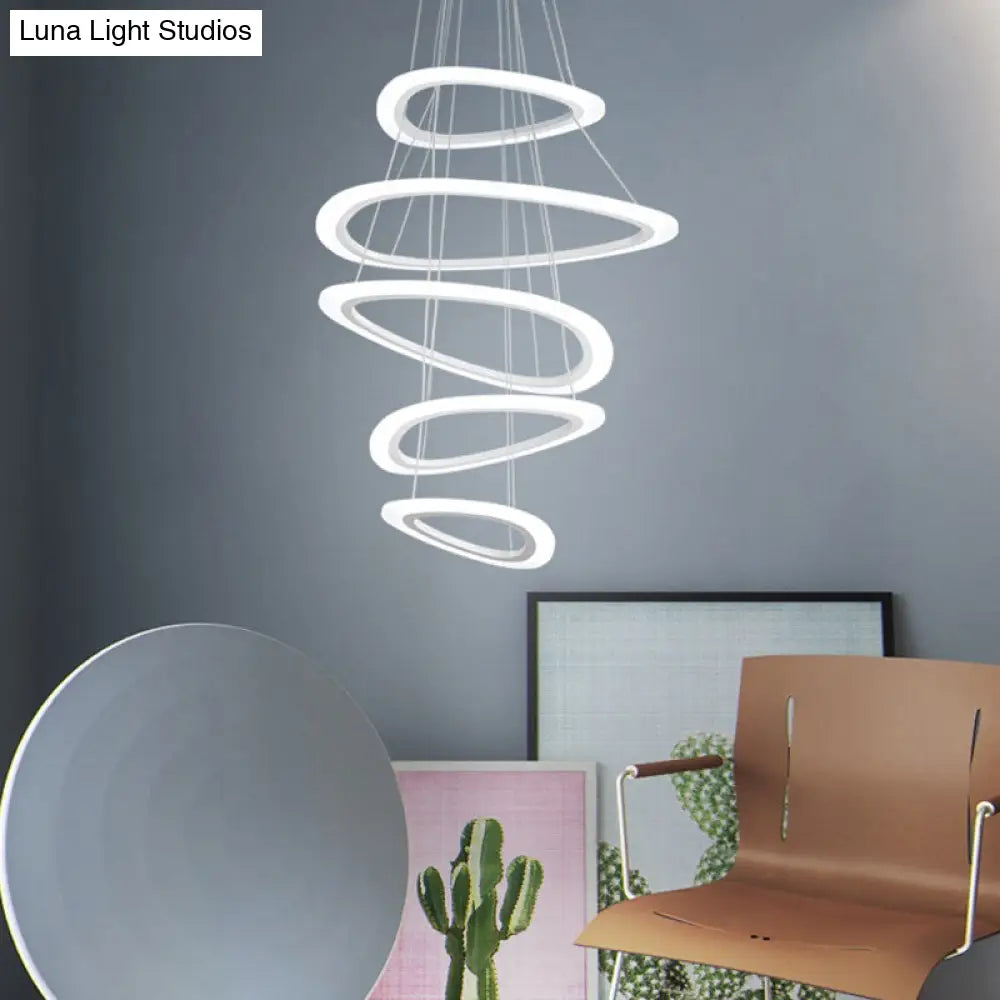 White Teardrop Led Chandelier - Modern Simplicity With 4/5 Tiers Acrylic Hanging Ceiling Lamp In