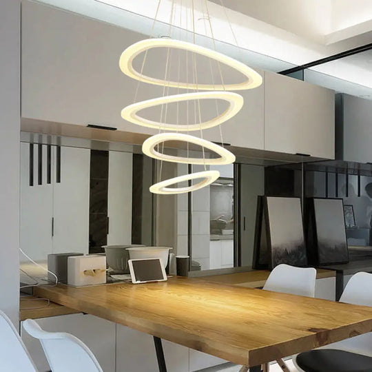 Modern White Teardrop Chandelier With Led Acrylic Lighting - 4/5 Tiers Warm/White Light / 4