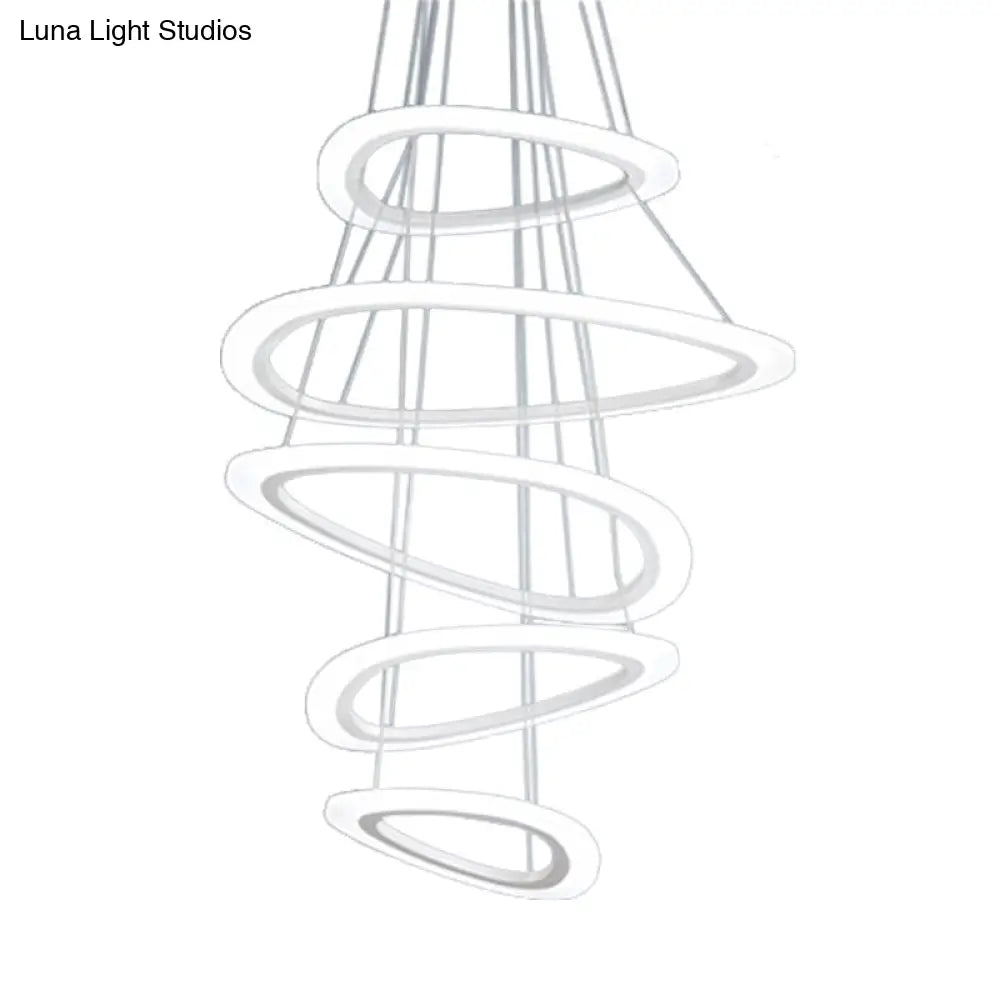 White Teardrop Led Chandelier - Modern Simplicity With 4/5 Tiers Acrylic Hanging Ceiling Lamp In