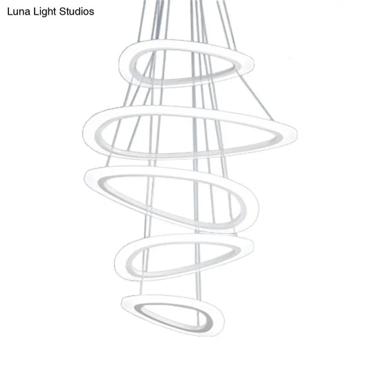 White Teardrop Led Chandelier - Modern Simplicity With 4/5 Tiers Acrylic Hanging Ceiling Lamp In