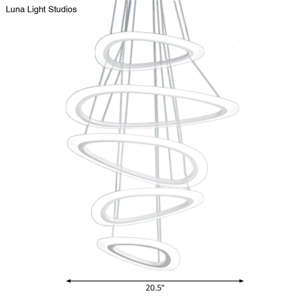 Modern White Teardrop Chandelier With Led Acrylic Lighting - 4/5 Tiers Warm/White Light