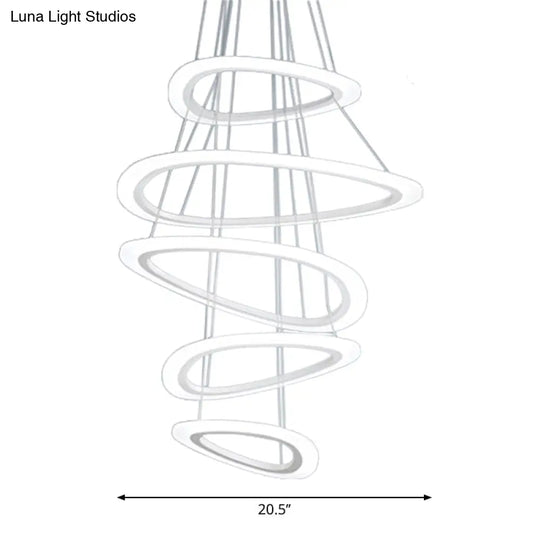 Modern White Teardrop Chandelier With Led Acrylic Lighting - 4/5 Tiers Warm/White Light