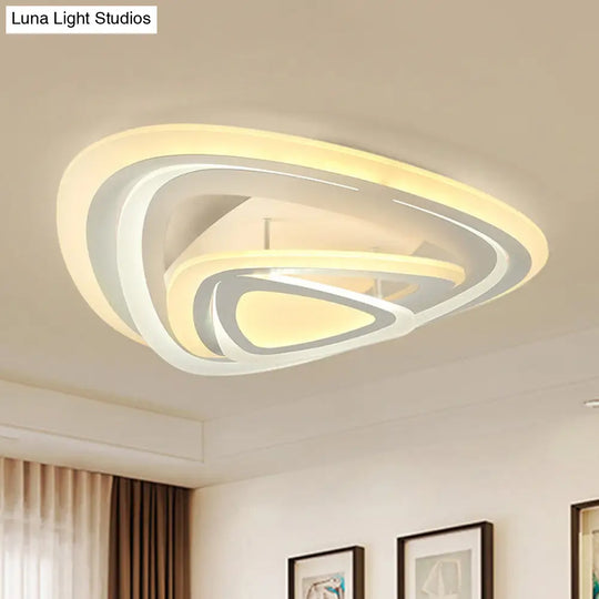 Modern White Triangle Acrylic Led Ceiling Light Fixture With Warm/White Lighting