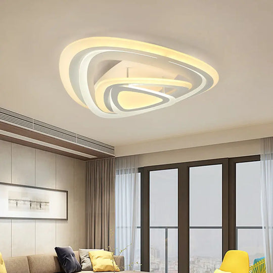 Modern White Triangle Acrylic Led Ceiling Light Fixture With Warm/White Lighting / Inner Outer Warm