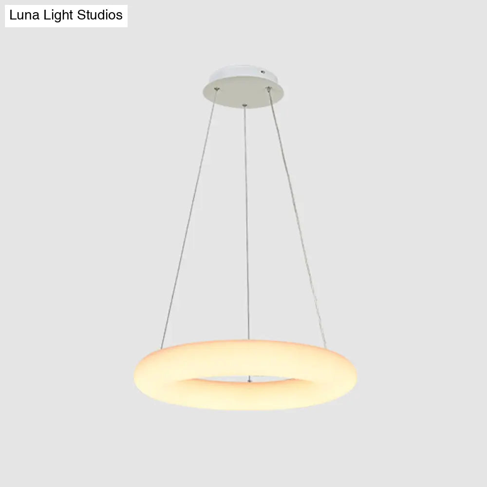 Modern White Vesicle Ring Led Pendant Chandelier Minimalist Acrylic Ceiling Light Over Table -