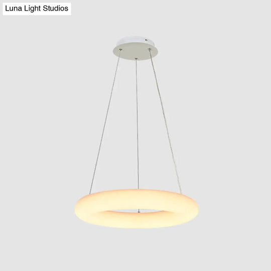 Modern White Vesicle Ring Led Pendant Chandelier Minimalist Acrylic Ceiling Light Over Table -