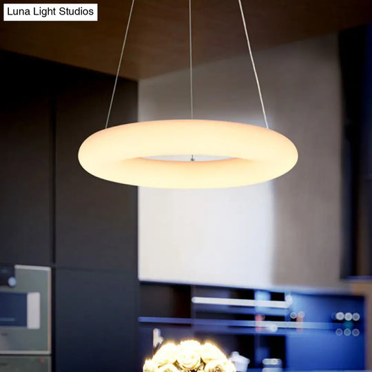 Modern White Vesicle Ring Led Pendant Chandelier Minimalist Acrylic Ceiling Light Over Table -