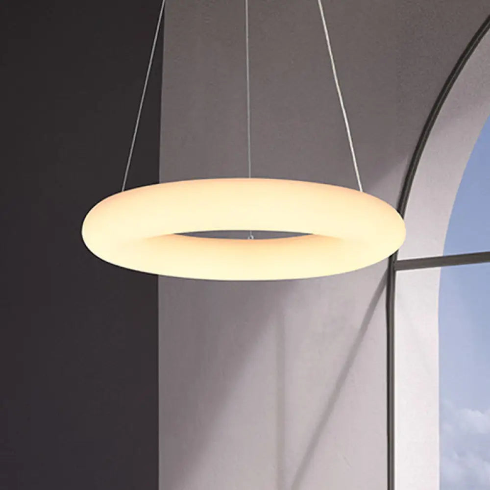 Modern White Vesicle Ring Led Pendant Chandelier Minimalist Acrylic Ceiling Light Over Table -