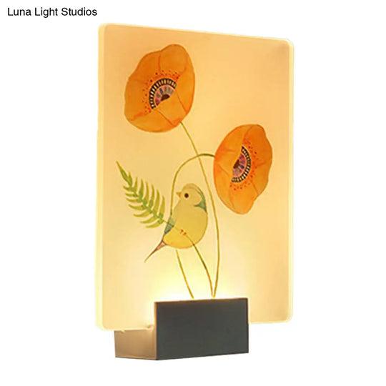 Modern White Wall Mounted Lamp With Corner Led Mural Lighting And Patterned Acrylic Shade