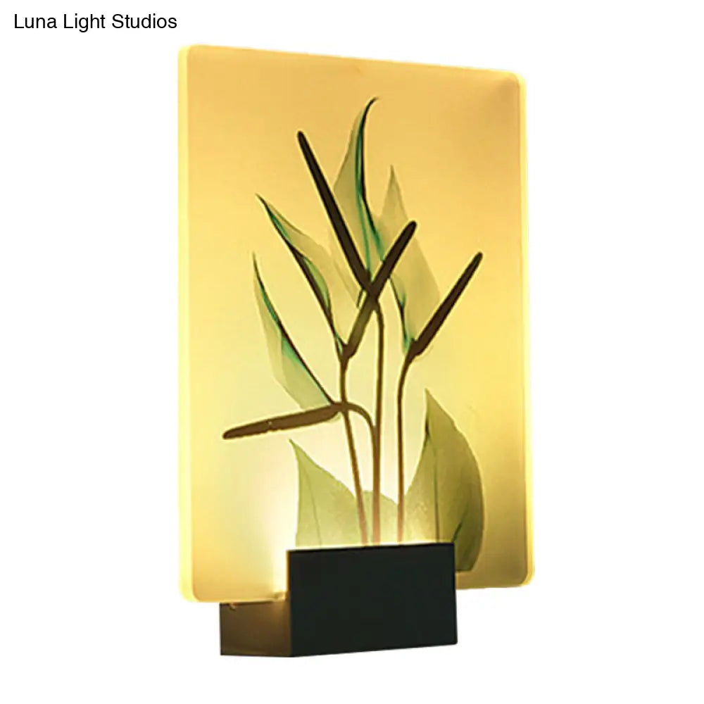 Modern White Wall Mounted Lamp With Corner Led Mural Lighting And Patterned Acrylic Shade