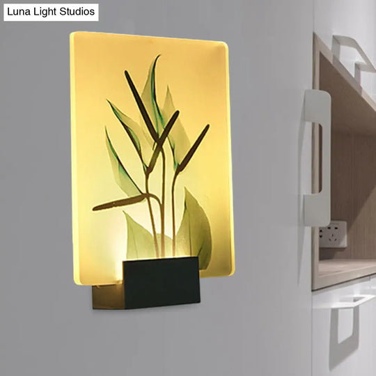 Modern White Wall Mounted Lamp With Corner Led Mural Lighting And Patterned Acrylic Shade