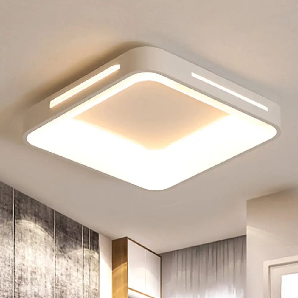 Modern White/Warm Led Flush Mount Ceiling Light In 3 Sizes White / 14’