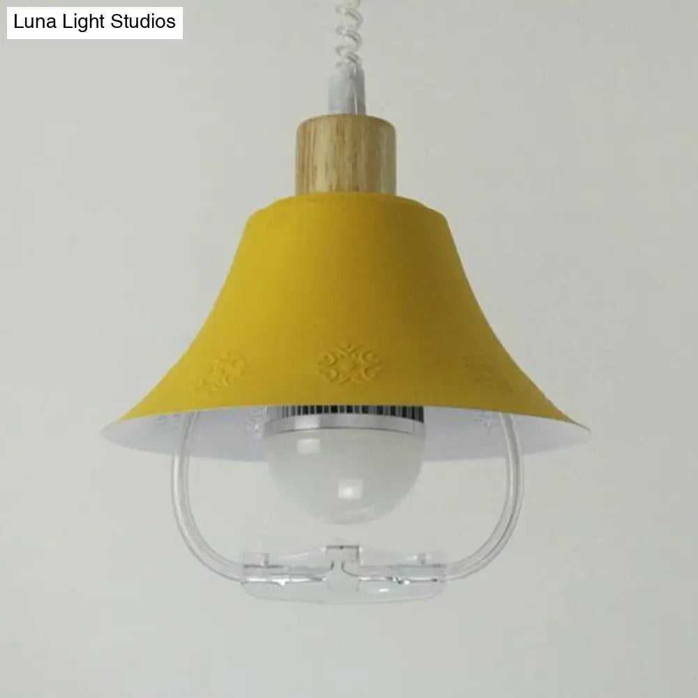 Modern Flare Metal Pendant Light Fixture - Blue/Yellow