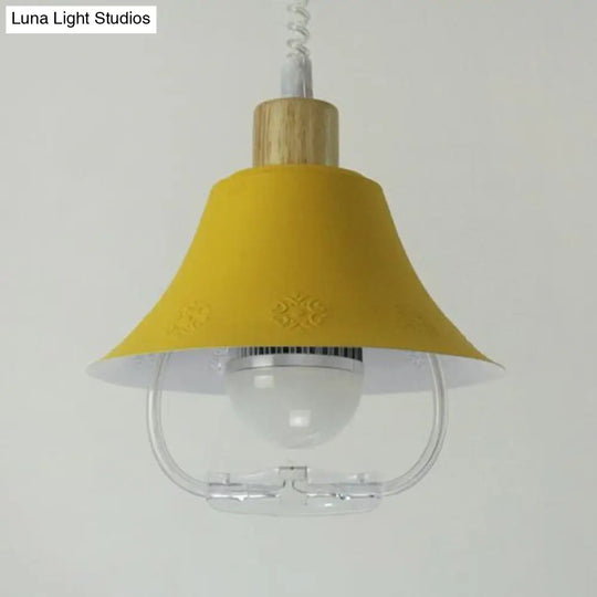 Modern Flare Metal Pendant Light Fixture - Blue/Yellow