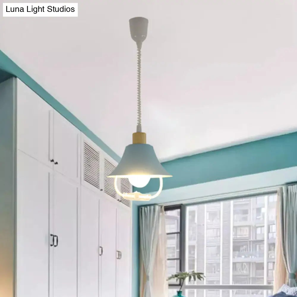 Modern Flare Metal Pendant Light Fixture - Blue/Yellow Blue