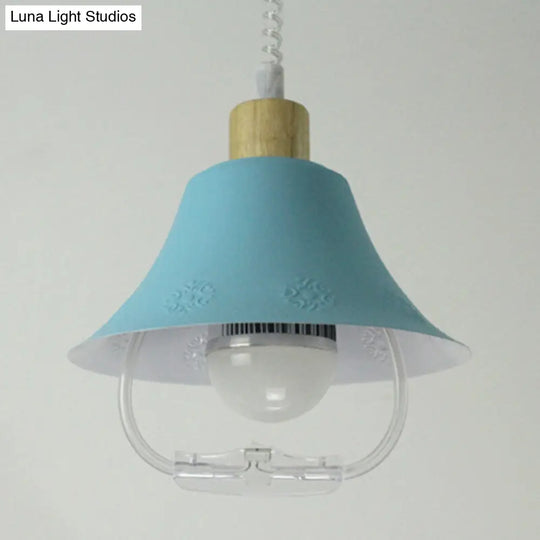 Modern Flare Metal Pendant Light Fixture - Blue/Yellow