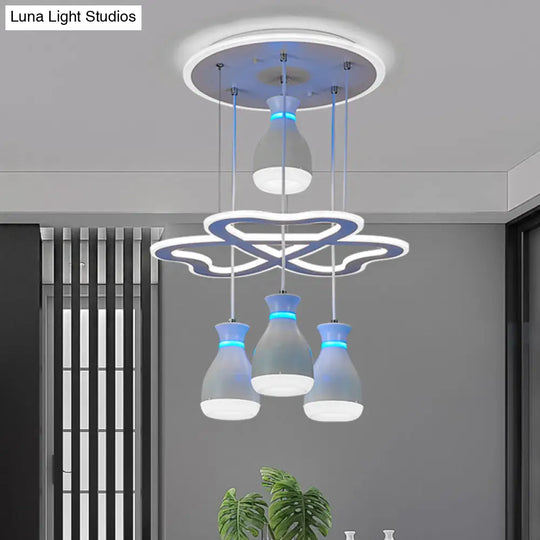 Modern Wine Jar Cluster Pendant Light: 4-Light Acrylic Led Ceiling Lamp In White/Black With Heart