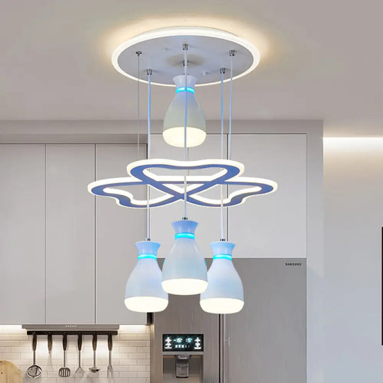 Modern Wine Jar Cluster Pendant Light: 4-Light Acrylic Led Ceiling Lamp In White/Black With Heart