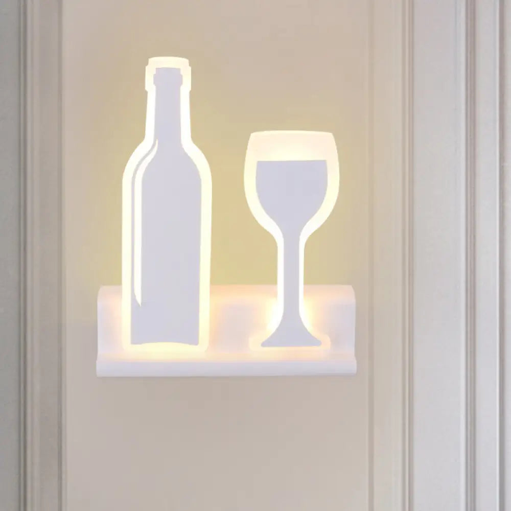 Modern Wine Set Led Sconce Light With Acrylic Shade - Black/White/Chrome Wall Lighting In Warm/White