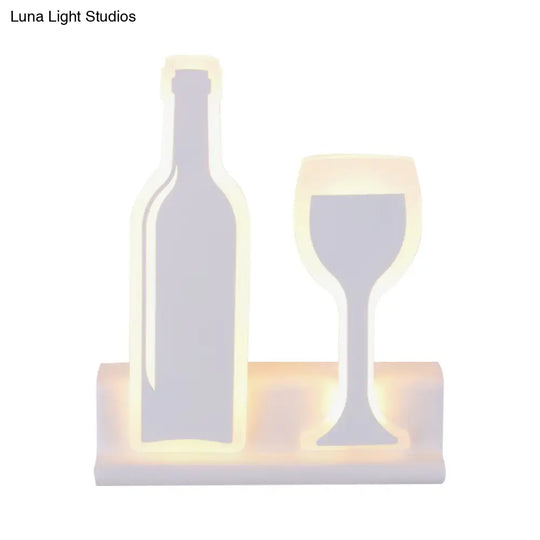 Modern Wine Set Led Sconce Light With Acrylic Shade - Black/White/Chrome Wall Lighting In Warm/White