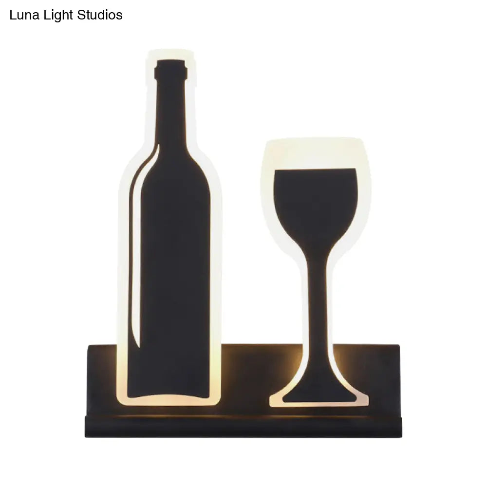 Modern Wine Set Led Sconce Light With Acrylic Shade - Black/White/Chrome Wall Lighting In Warm/White