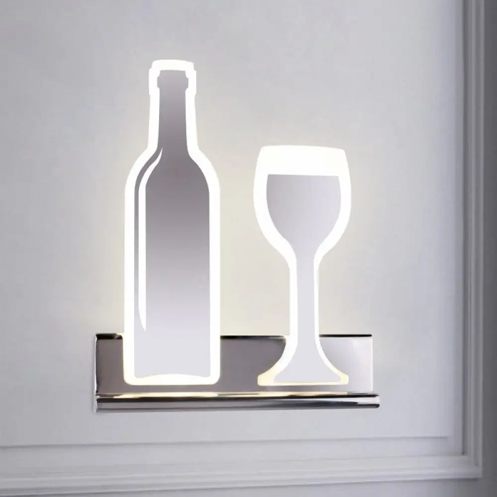 Modern Wine Set Led Sconce Light With Acrylic Shade - Black/White/Chrome Wall Lighting In Warm/White