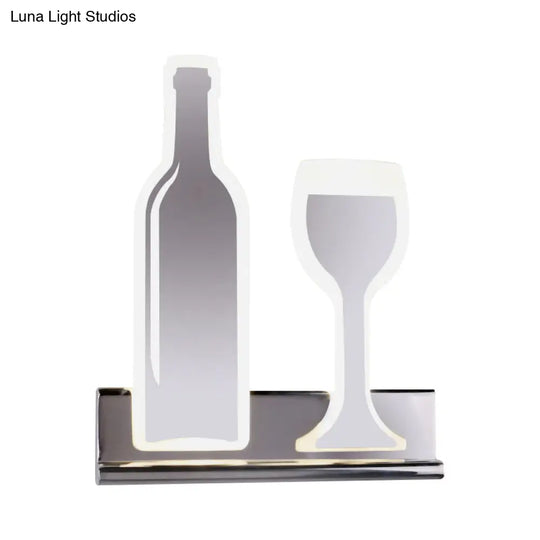 Modern Wine Set Led Sconce Light With Acrylic Shade - Black/White/Chrome Wall Lighting In Warm/White