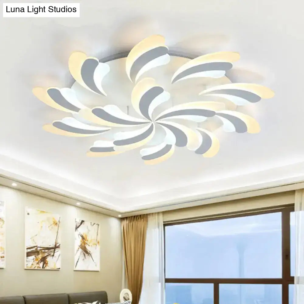 Modern Wing Ceiling Light: Stylish Acrylic Semi Flush Mount Fixture (9/12/15 Light Options) -