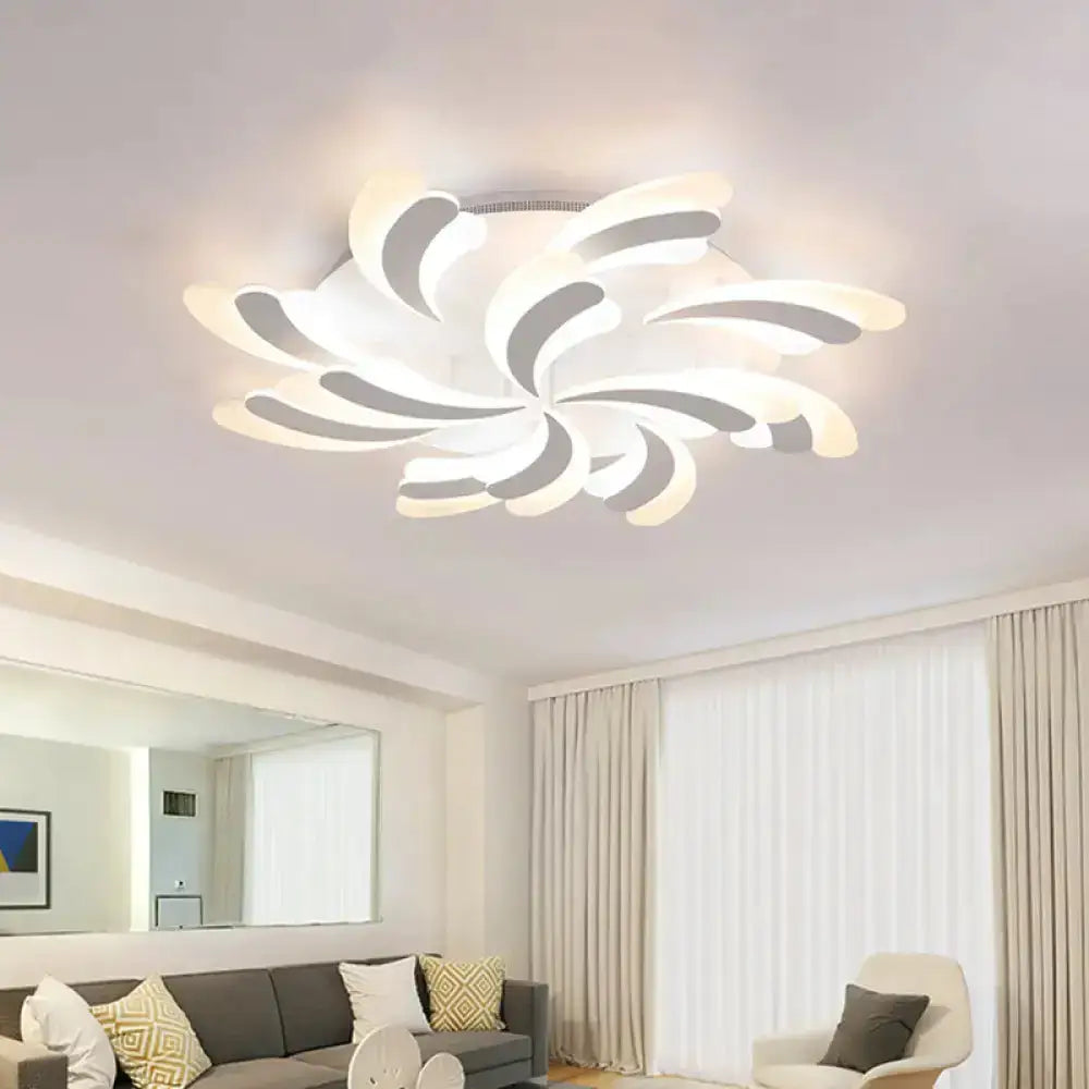 Modern Wing Ceiling Light: Stylish Acrylic Semi Flush Mount Fixture (9/12/15 Light Options) -