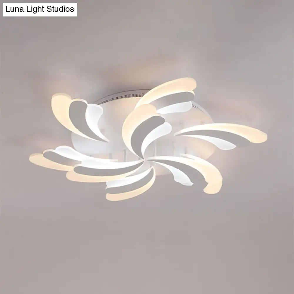 Modern Wing Ceiling Light: Stylish Acrylic Semi Flush Mount Fixture (9/12/15 Light Options) -