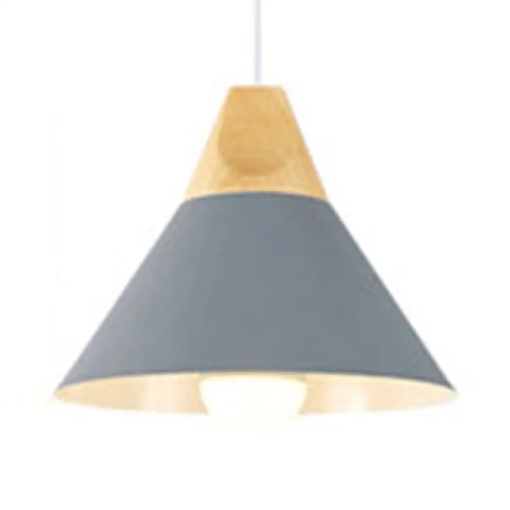 Modern Wood & Aluminum Coolie Pendant Light For Bedroom - Single Head In Black Grey Yellow White /