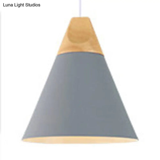 Modern Wood & Aluminum Single Head Coolie Pendant Light In Black/Grey/Yellow/White - Ideal For