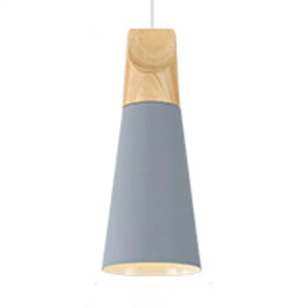 Modern Wood & Aluminum Coolie Pendant Light For Bedroom - Single Head In Black Grey Yellow White /