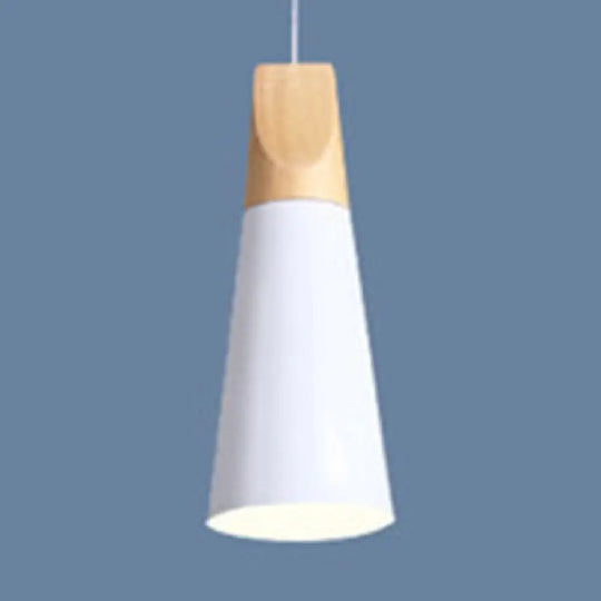 Modern Wood & Aluminum Coolie Pendant Light For Bedroom - Single Head In Black Grey Yellow White /