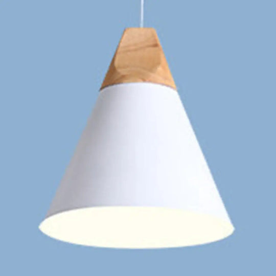 Modern Wood & Aluminum Coolie Pendant Light For Bedroom - Single Head In Black Grey Yellow White /