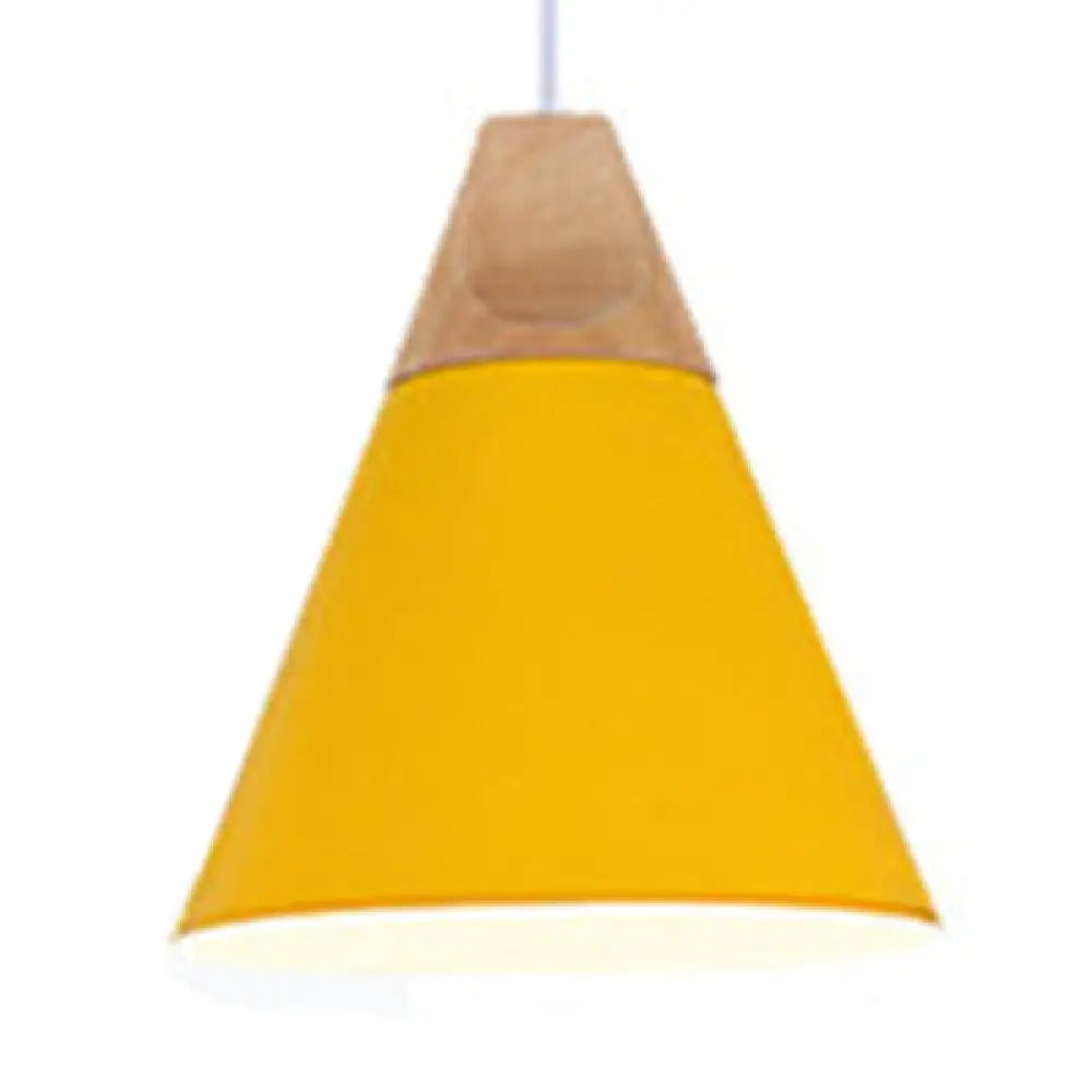 Modern Wood & Aluminum Coolie Pendant Light For Bedroom - Single Head In Black Grey Yellow White /