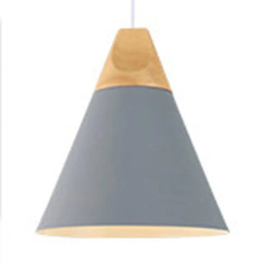 Modern Wood & Aluminum Coolie Pendant Light For Bedroom - Single Head In Black Grey Yellow White /