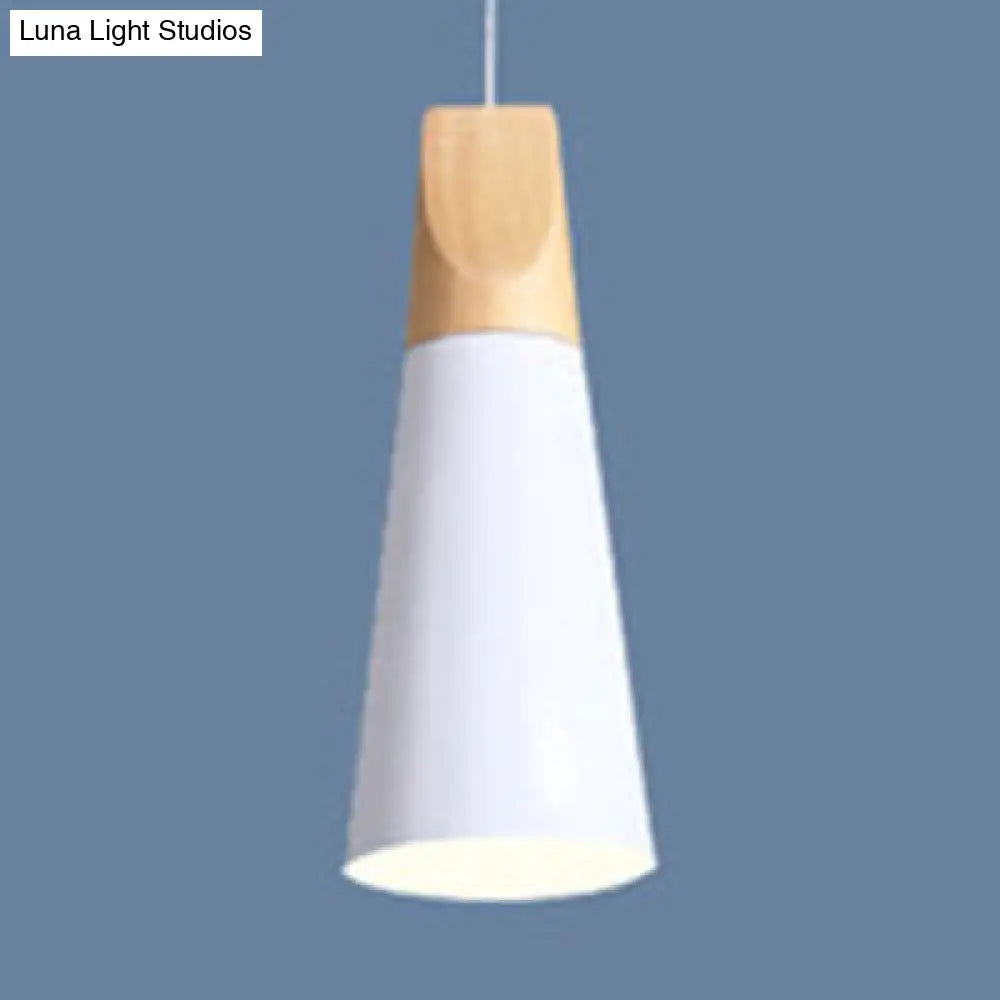 Modern Wood & Aluminum Single Head Coolie Pendant Light In Black/Grey/Yellow/White - Ideal For