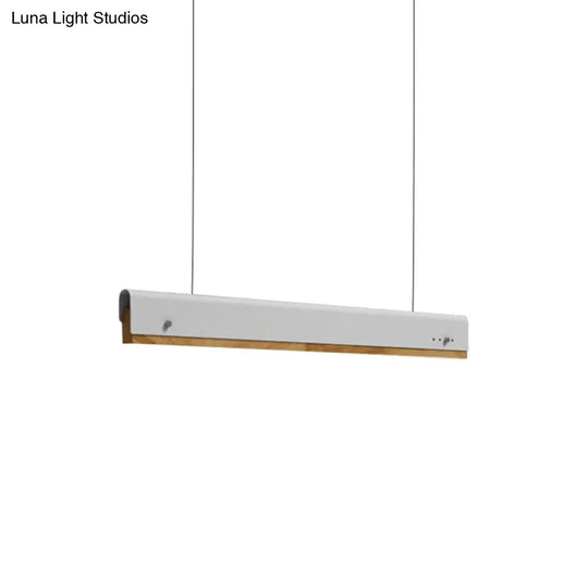 Modern Wood And Metal Pendant Light - Rectangle Shape 23.5/35.5/47 Wide 1 White/Pink/Yellow Colo(U)R