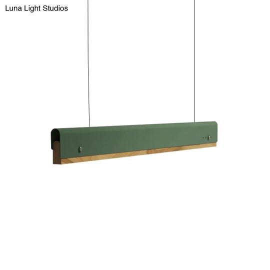 Modern Wood And Metal Rectangle Ceiling Pendant Light - 23.5’/35.5’/47’ Wide 1