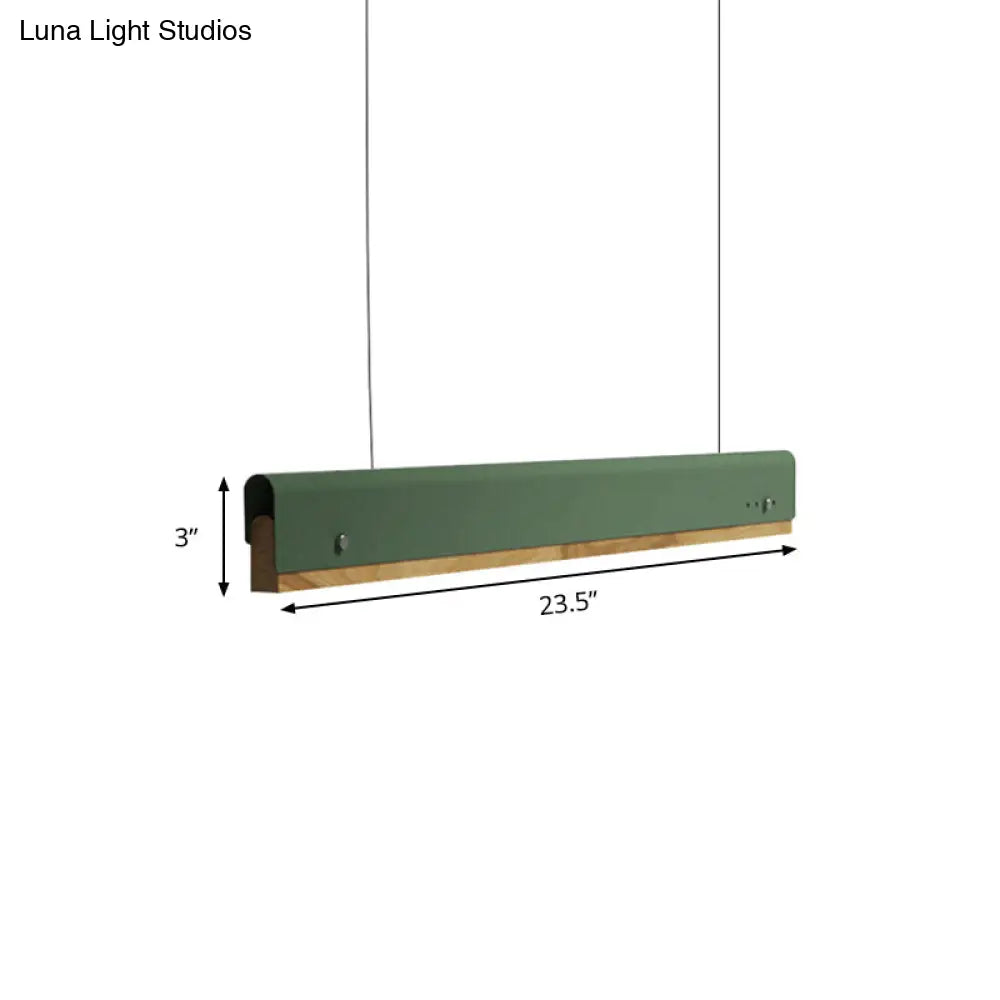 Modern Wood And Metal Rectangle Ceiling Pendant Light - 23.5’/35.5’/47’ Wide 1