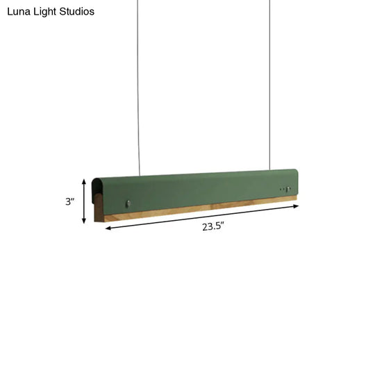 Modern Wood And Metal Rectangle Ceiling Pendant Light - 23.5’/35.5’/47’ Wide 1