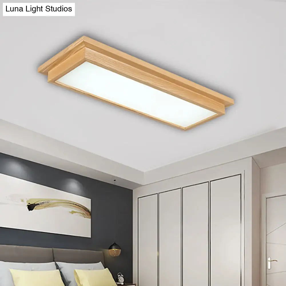 Modern Wood-Beige Led Ceiling Light With Acrylic Diffuser - 10/17 Wide Wood / 10 Natural