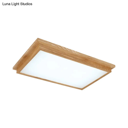 Modern Wood-Beige Led Ceiling Light With Acrylic Diffuser - 10’/17’ Wide