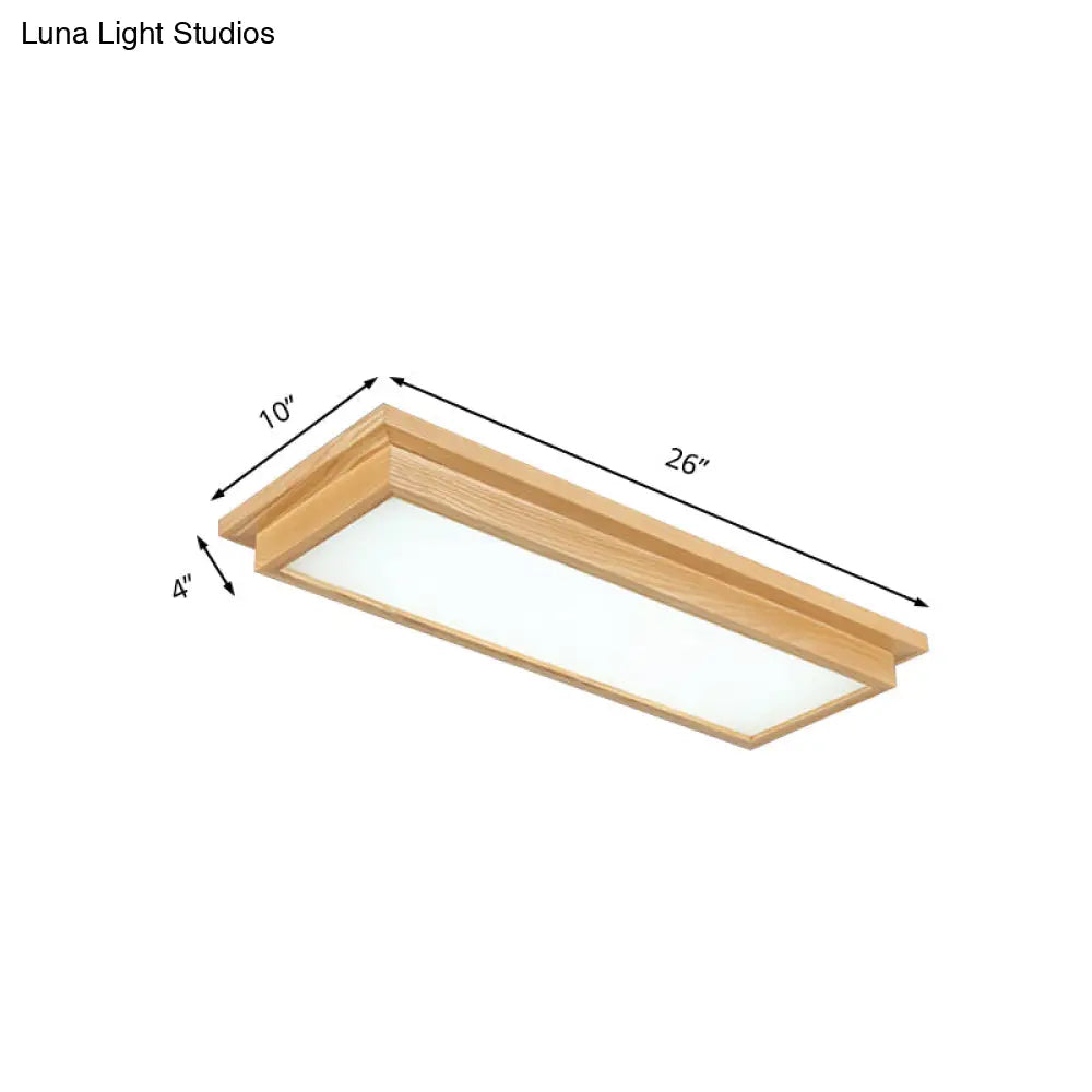 Modern Wood-Beige Led Ceiling Light With Acrylic Diffuser - 10/17 Wide