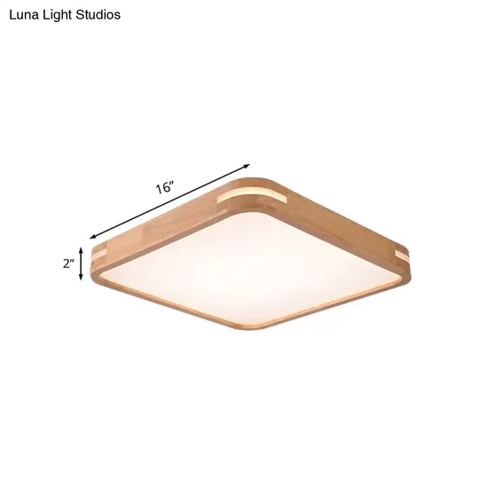 Modern Wood Beige Led Flush Mount Ceiling Light In White/Warm/Natural | Multiple Width Options