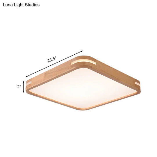 Modern Wood Beige Led Flush Mount Ceiling Light In White/Warm/Natural | Multiple Width Options