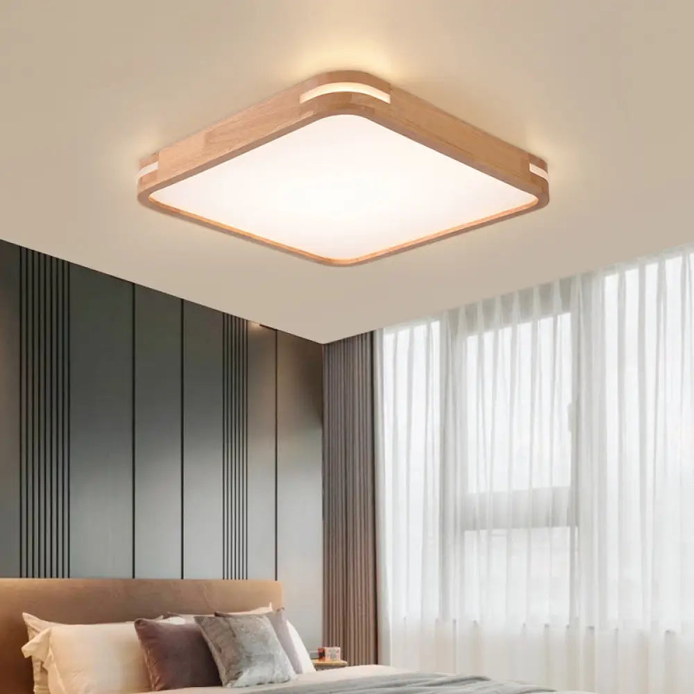 Modern Wood Beige Led Flush Mount Ceiling Light In White/Warm/Natural | Multiple Width Options /