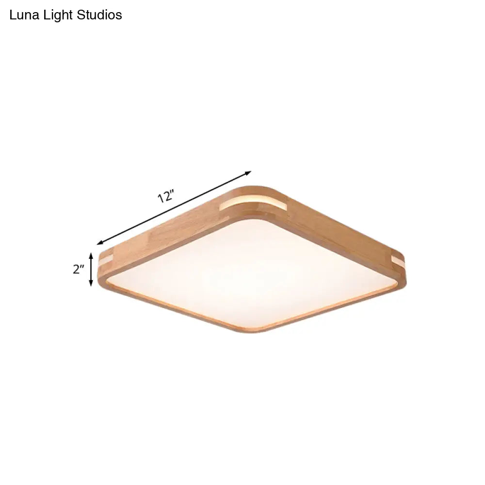 Modern Wood Beige Led Flush Mount Ceiling Light In White/Warm/Natural | Multiple Width Options