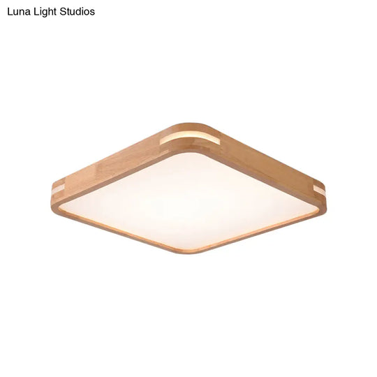 Modern Wood Beige Led Flush Mount Ceiling Light In White/Warm/Natural | Multiple Width Options